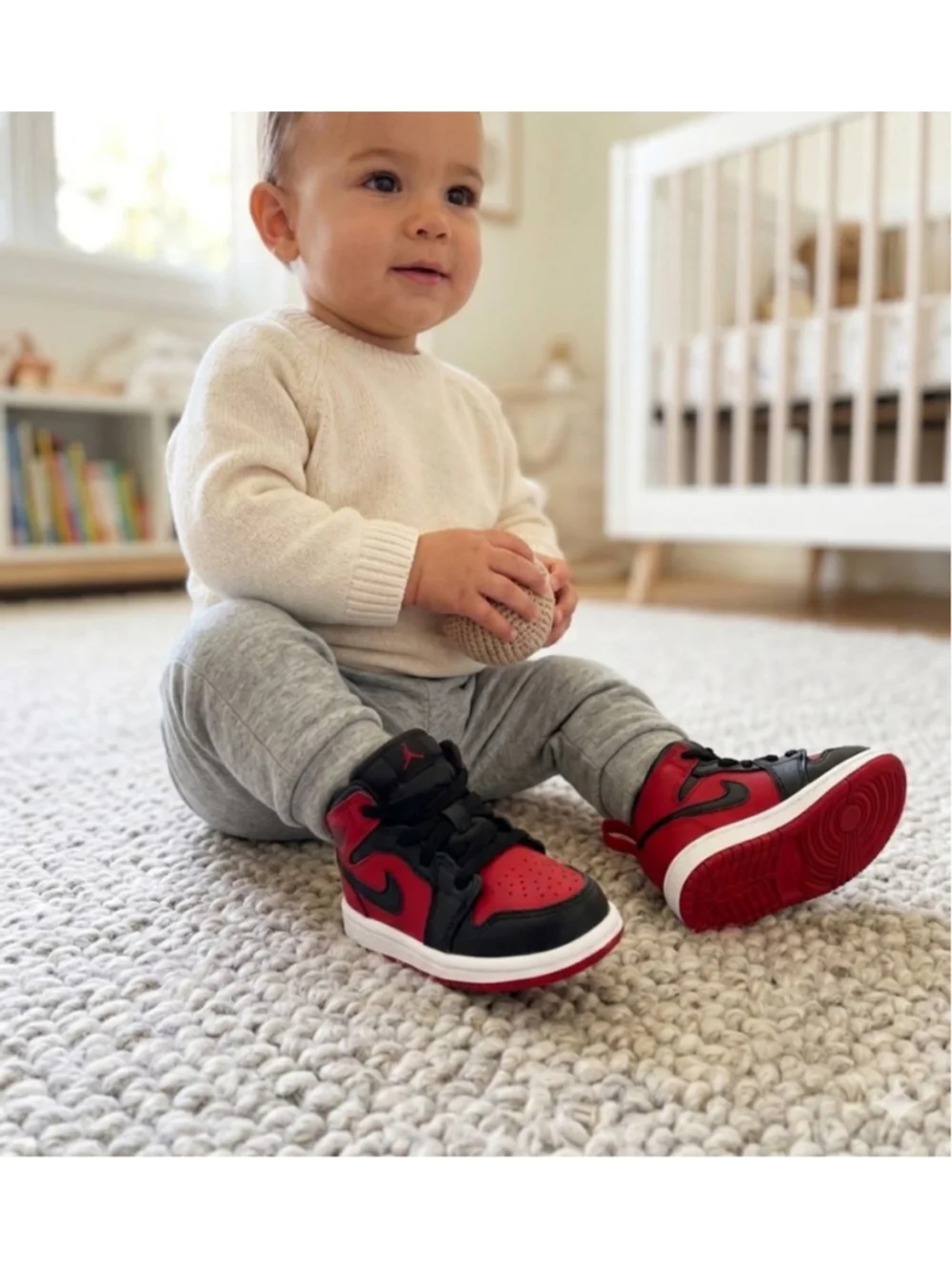 Nike Baby Air Jordan 1 Mid64-0735-610 Red Basketball Shoes Sneakers Size 5C